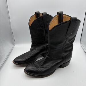Vintage Tony Lama Men's Black Cowboy Boots Western Leather Size 8.5 EE